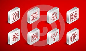 Set line Server, Data, Neural network, Robot setting, Computer api interface, Funnel filter, and icon. Vector