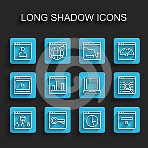 Set line Server, Data, Secure your site with HTTPS, SSL, Create account screen, Graph chart infographic, Search engine
