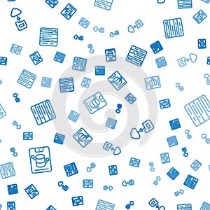Set line Server, Data, Web Hosting, Cloud technology data transfer and Search engine on seamless pattern. Vector