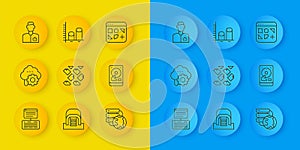 Set line Server, Data, Web Hosting, Cloud technology data transfer, stream, Network cloud connection, Hard disk drive