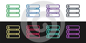Set line Server, Data, Web Hosting icon isolated on black and white background. Vector
