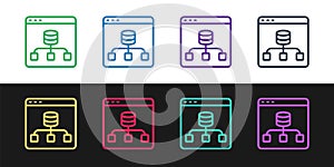 Set line Server, Data, Web Hosting icon isolated on black and white background. Vector