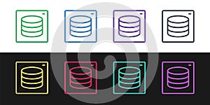 Set line Server, Data, Web Hosting icon isolated on black and white background. Vector