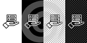 Set line Server, Data, Web Hosting icon isolated on black and white background. Vector Illustration
