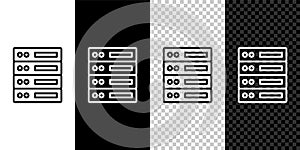 Set line Server, Data, Web Hosting icon isolated on black and white background. Vector