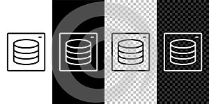 Set line Server, Data, Web Hosting icon isolated on black and white, transparent background. Vector