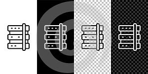 Set line Server, Data, Web Hosting icon isolated on black and white, transparent background. Vector