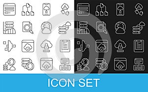 Set line Server, Data, Web Hosting, report, Network cloud connection, Cloud technology data transfer, Search concept