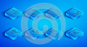 Set line Server security with padlock, Financial growth, Pie chart infographic, Binary code, Search data analysis and