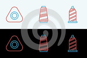 Set line Sewing thread, chalk and icon. Vector