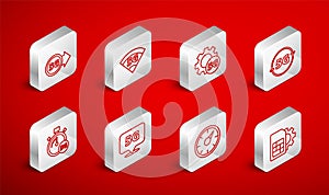 Set line Sim card setting, 5G network, Setting, Digital speed meter, Location and icon. Vector