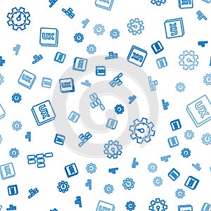 Set line Site map, Website statistic and UI or UX design on seamless pattern. Vector