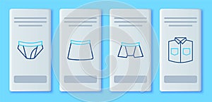 Set line Skirt, Men underpants, and Shirt icon. Vector