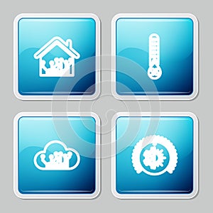 Set line Smart home, Humidity, Internet of things and Thermostat icon. Vector