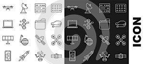 Set line Smartwatch, Drone flying, Electric car, Server, Data, Web Hosting, DNA symbol, Laptop, and Document folder icon