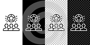 Set line Soccer football ball icon isolated on black and white, transparent background. Sport equipment. Vector