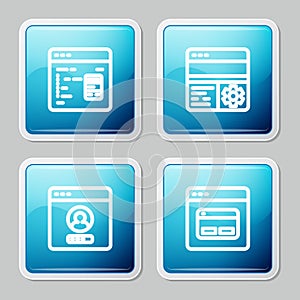 Set line Software, Debugging, Create account screen and Search engine icon. Vector