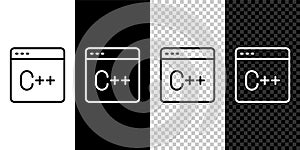 Set line Software, web developer programming code icon isolated on black and white, transparent background. Javascript