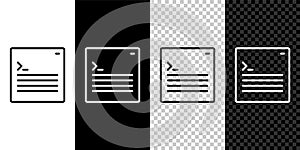 Set line Software, web developer programming code icon isolated on black and white, transparent background. Javascript
