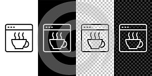 Set line Software, web developer programming code icon isolated on black and white, transparent background. Javascript