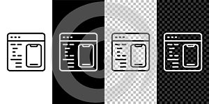 Set line Software, web developer programming code icon isolated on black and white, transparent background. Javascript