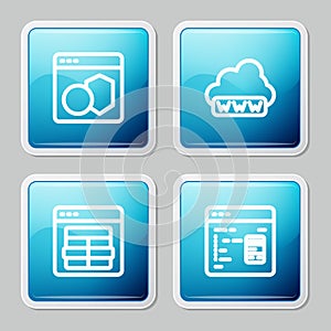 Set line Software, Web development, MySQL code and icon. Vector