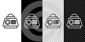 Set line Space capsule icon isolated on black and white, transparent background. Vector
