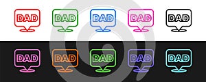 Set line Speech bubble dad icon isolated on black and white background. Happy fathers day. Vector