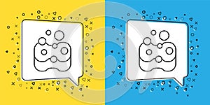 Set line Sponge icon isolated on yellow and blue background. Wisp of bast for washing dishes. Cleaning service concept