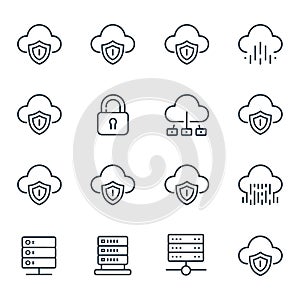 Cloud Security Icons Set Data Protection Cybersecurity