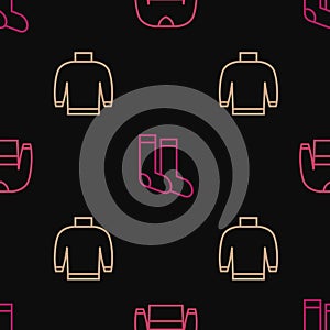 Set line Sweater, and Socks on seamless pattern. Vector
