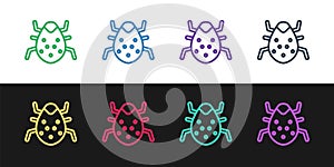 Set line System bug concept icon isolated on black and white background. Code bug concept. Bug in the system. Bug