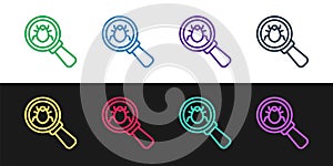 Set line System bug concept icon isolated on black and white background. Code bug concept. Bug in the system. Bug