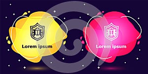 Set line System bug concept icon isolated on blue background. Code bug concept. Bug in the system. Bug searching