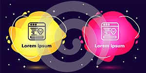 Set line System bug concept icon isolated on blue background. Code bug concept. Bug in the system. Bug searching