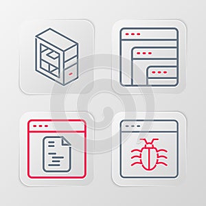 Set line System bug, Software, and Computer icon. Vector