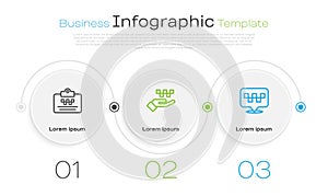 Set line Taxi driver license, Hand with taxi and Location. Business infographic template. Vector