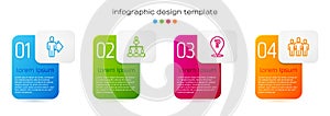 Set line Team leader, Hierarchy organogram chart, Question mark and Users group. Business infographic template. Vector