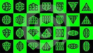 Set of line technology letter E EEE EEEE logo design