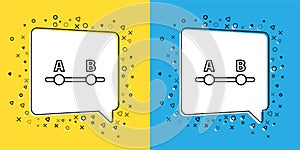 Set line Test or exam sheet icon isolated on yellow and blue background. Test paper, exam or survey concept. Vector