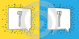 Set line Toothbrush icon isolated on yellow and blue background. Vector Illustration