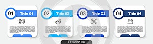 Set line Tow truck, Car transporter, Screwdriver and wrench spanner and battery. Business infographic template. Vector