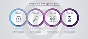 Set line Traffic light, Push pin, Road traffic sign and City map navigation. Business infographic template. Vector