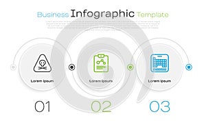 Set line Triangle warning toxic, Chemistry report and Periodic table. Business infographic template. Vector