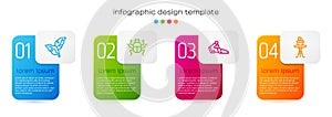 Set line Tropical leaves, Beetle bug, Broken pot and Plant in on table. Business infographic template. Vector