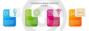 Set line Trowel, Circular saw blade, Electric rotary hammer drill and Electrical outlet. Business infographic template