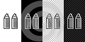 Set line Two tall residential towers in the Dnipro city icon isolated on black and white background. Vector