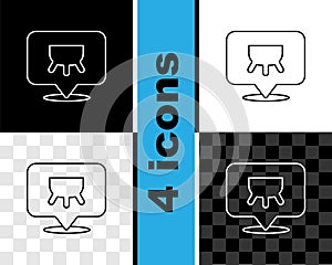 Set line Udder icon isolated on black and white, transparent background. Vector
