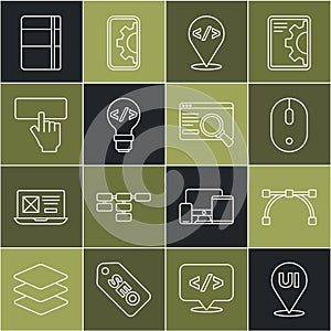 Set line UI or UX design, Bezier curve, Computer mouse, Front end development, Keyboard, Sketchbook album and icon