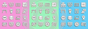 Set line UI or UX design, Front end development, Color palette guide, Bezier curve, Site map and Web icon. Vector